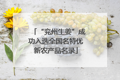 “兖州生姜”成功入选全国名特优新农产品名录