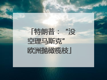 特朗普：“没空理马斯克” 欧洲抛橄榄枝
