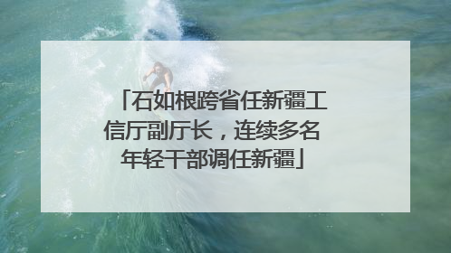 石如根跨省任新疆工信厅副厅长，连续多名年轻干部调任新疆