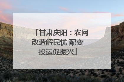 甘肃庆阳：农网改造解民忧 配变投运促振兴