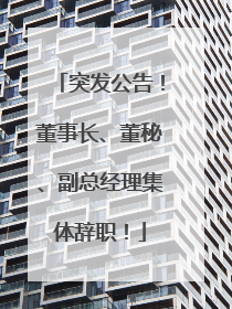 突发公告！董事长、董秘、副总经理集体辞职！