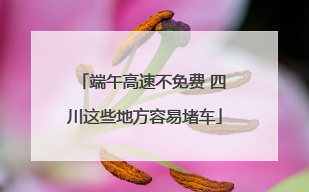 端午高速不免费 四川这些地方容易堵车