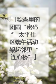 粽香里的团圆“密码” 太平社区端午活动架起邻里“连心桥”