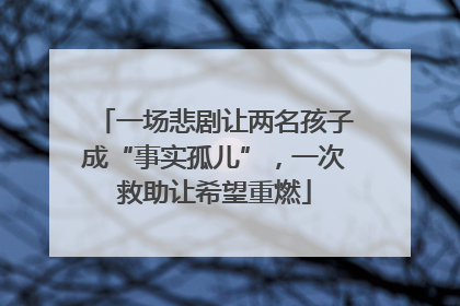 一场悲剧让两名孩子成“事实孤儿”，一次救助让希望重燃