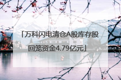万科闪电清仓A股库存股 回笼资金4.79亿元