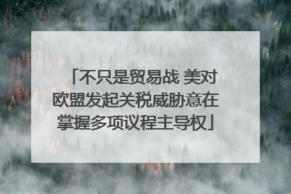 不只是贸易战 美对欧盟发起关税威胁意在掌握多项议程主导权