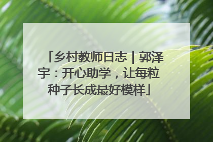 乡村教师日志｜郭泽宇：开心助学，让每粒种子长成最好模样