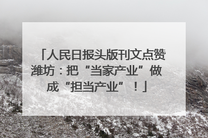 人民日报头版刊文点赞潍坊：把“当家产业”做成“担当产业”！