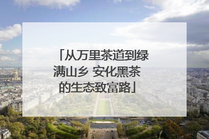从万里茶道到绿满山乡 安化黑茶的生态致富路
