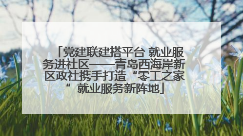 党建联建搭平台 就业服务进社区——青岛西海岸新区政社携手打造“零工之家”就业服务新阵地