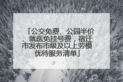 公交免费、公园半价、就医免挂号费，宿迁市发布市级及以上劳模优待服务清单