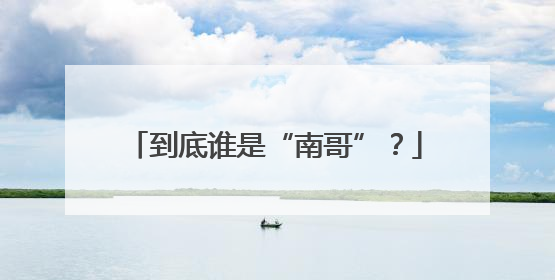 到底谁是“南哥”？