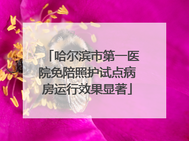 哈尔滨市第一医院免陪照护试点病房运行效果显著