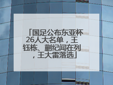 国足公布东亚杯26人大名单，王钰栋、蒯纪闻在列，王大雷落选
