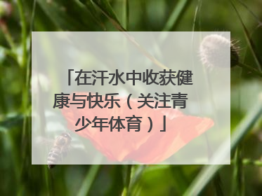 在汗水中收获健康与快乐（关注青少年体育）