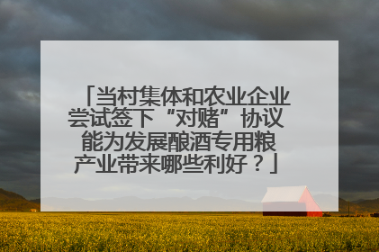 当村集体和农业企业尝试签下“对赌”协议 能为发展酿酒专用粮产业带来哪些利好？