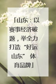 山东：以赛事经济破题，举全力打造“好运山东” 体育品牌