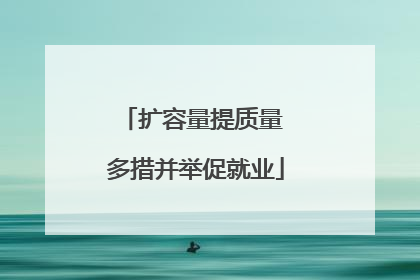 扩容量提质量 多措并举促就业