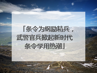 条令为纲励精兵，武警官兵掀起新时代条令学用热潮