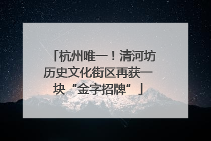 杭州唯一！清河坊历史文化街区再获一块“金字招牌”