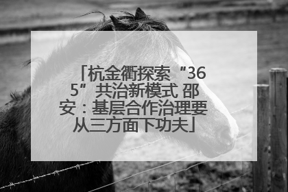 杭金衢探索“365”共治新模式 邵安：基层合作治理要从三方面下功夫