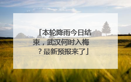 本轮降雨今日结束，武汉何时入梅？最新预报来了
