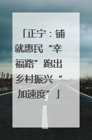 正宁：铺就惠民“幸福路”跑出乡村振兴“加速度”