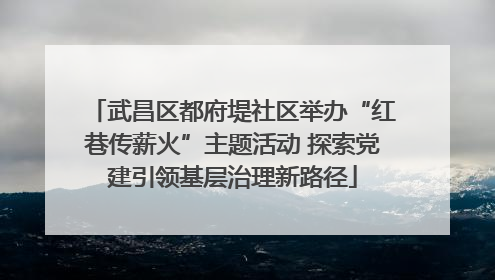 武昌区都府堤社区举办“红巷传薪火”主题活动 探索党建引领基层治理新路径