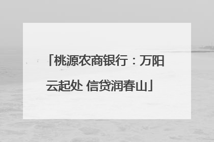 桃源农商银行：万阳云起处 信贷润春山