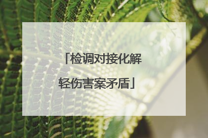 检调对接化解轻伤害案矛盾