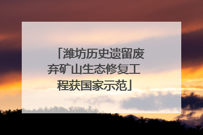 潍坊历史遗留废弃矿山生态修复工程获国家示范