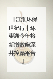 江淮环保世纪行｜环巢湖今年将新增数座深井控藻平台