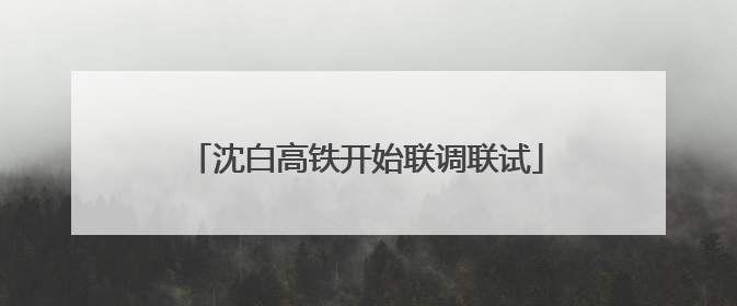 沈白高铁开始联调联试