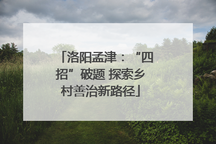 洛阳孟津：“四招”破题 探索乡村善治新路径