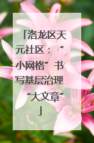 洛龙区天元社区：“小网格”书写基层治理“大文章”