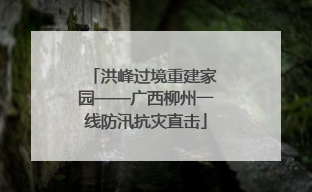 洪峰过境重建家园——广西柳州一线防汛抗灾直击