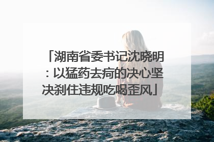 湖南省委书记沈晓明：以猛药去疴的决心坚决刹住违规吃喝歪风