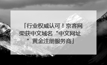 行业权威认可！京客网荣获中文域名“中文网址”黄金注册服务商