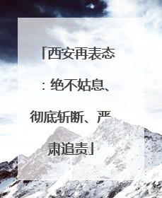 西安再表态：绝不姑息、彻底斩断、严肃追责