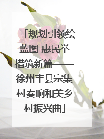 规划引领绘蓝图 惠民举措筑新篇——徐州丰县宗集村奏响和美乡村振兴曲