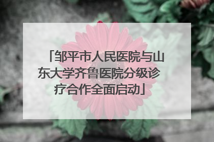 邹平市人民医院与山东大学齐鲁医院分级诊疗合作全面启动