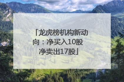 龙虎榜机构新动向：净买入10股 净卖出17股