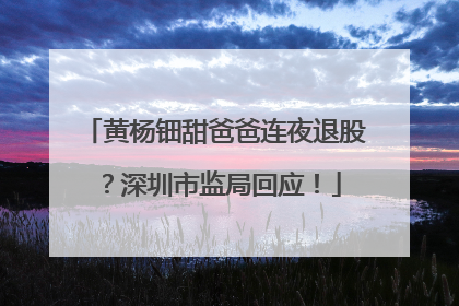 黄杨钿甜爸爸连夜退股？深圳市监局回应！