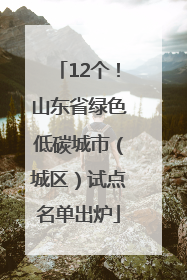 12个！山东省绿色低碳城市（城区）试点名单出炉